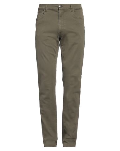 Trussardi Man Pants Military Green Size 40 Cotton, Elastane