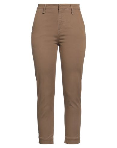 Manila Grace Woman Pants Brown Size 6 Polyester, Elastane, Cotton In Beige