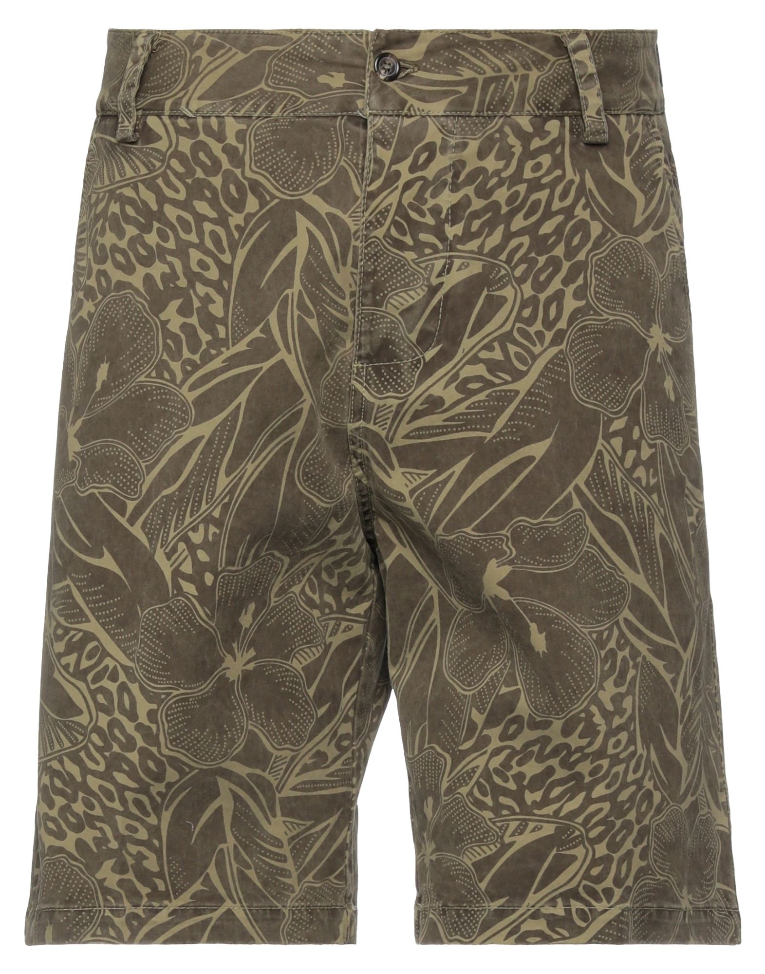 Beaucoup .., Man Shorts & Bermuda Shorts Military Green Size 30 Cotton, Elastane
