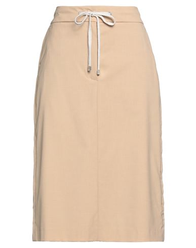 Peserico Woman Midi Skirt Sand Size 8 Polyester, Viscose, Elastane, Cotton, Polyamide In Beige