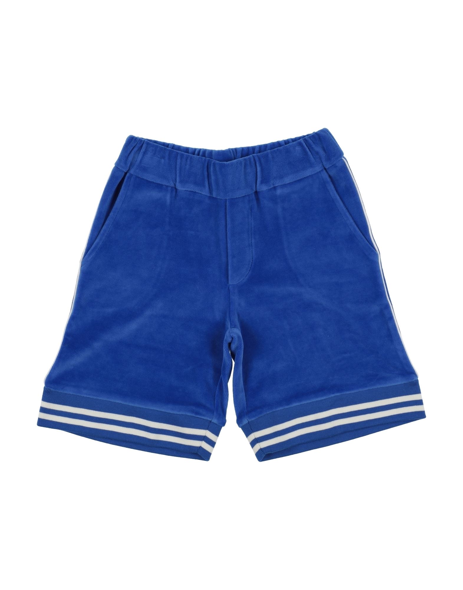 Moncler Stripe-trimmed Velvet Shorts In Bright Blue