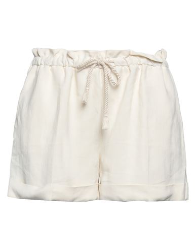 Twinset Woman Shorts & Bermuda Shorts Cream Size 12 Viscose, Linen In White