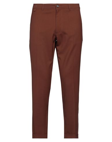 Paolo Pecora Man Pants Cocoa Size 34 Polyester, Wool, Elastane In Brown