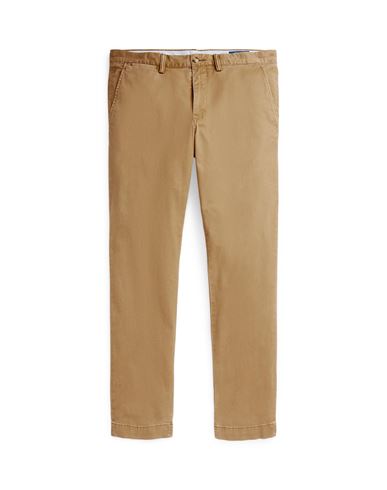 Shop Polo Ralph Lauren Stretch Slim Fit Chino Pant Man Pants Camel Size 33w-34l Cotton, Elastane In Beige