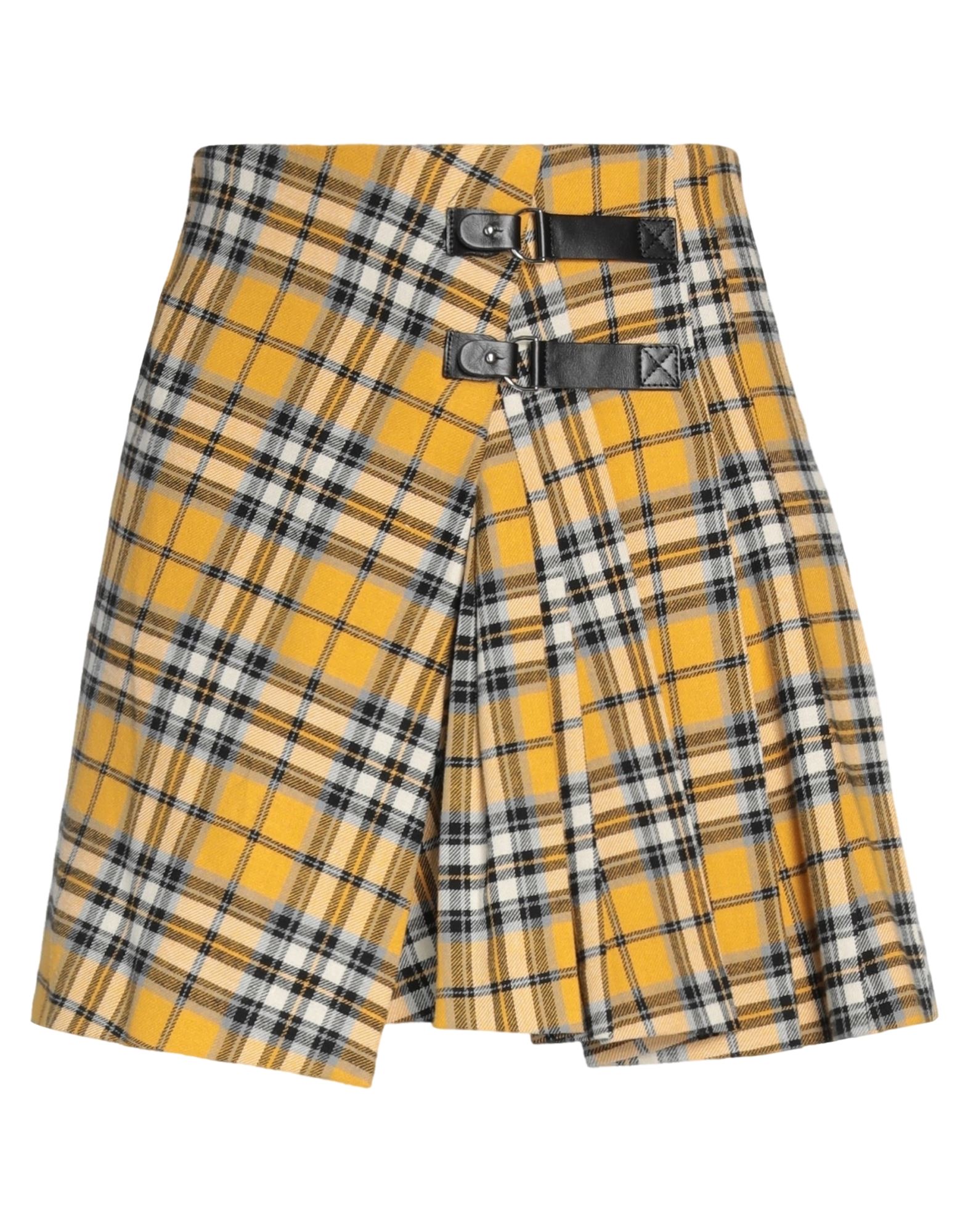 Maje Kilt Style Pleated Check Mini Skirt In Yellow