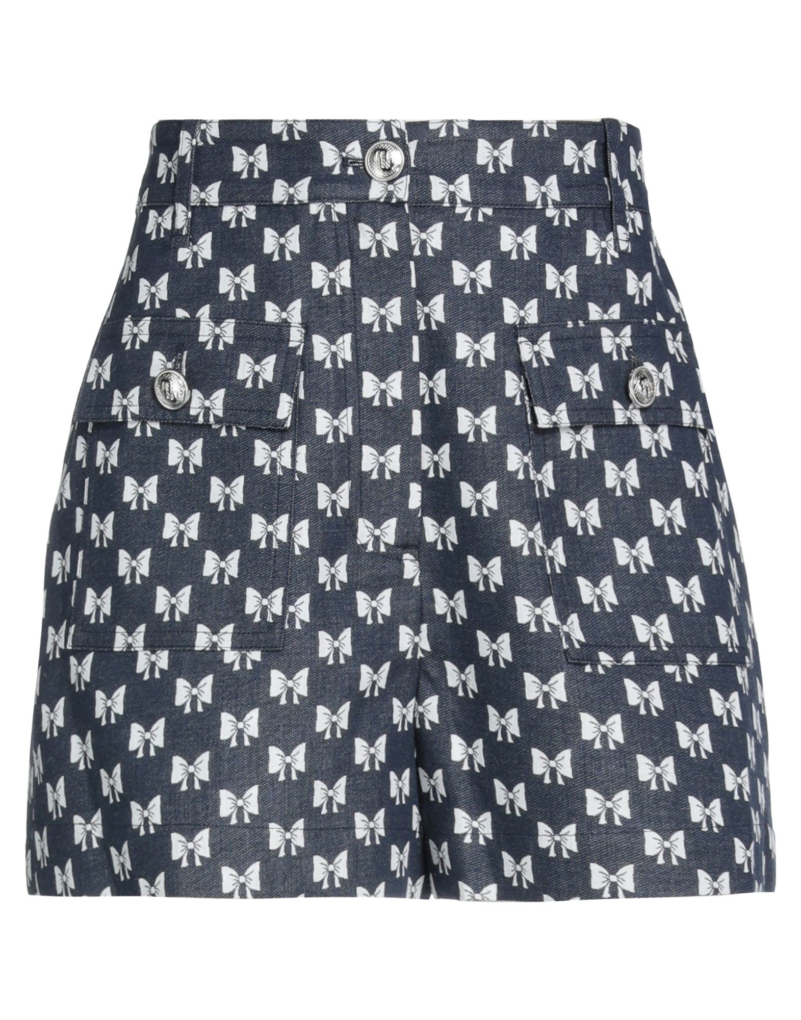 Maje Woman Shorts & Bermuda Shorts Midnight Blue Size 8 Organic Cotton