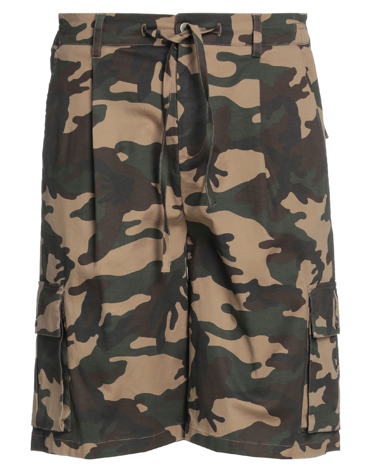 Shop Daniele Alessandrini Man Shorts & Bermuda Shorts Military Green Size 30 Cotton, Elastane