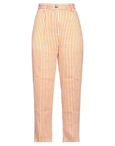 Vicolo Woman Pants Orange Size S Linen, Viscose, Polyester