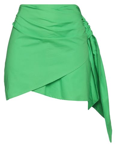 Haveone Woman Mini Skirt Green Size M Cotton, Polyester
