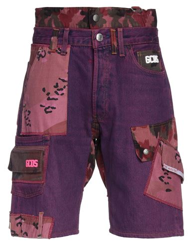 Gcds Man Denim Shorts Purple Size 32 Cotton