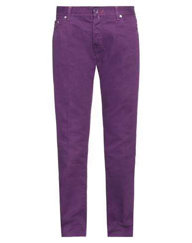 Digel Man Pants Purple Size 38 Cotton, Elastane In Grey