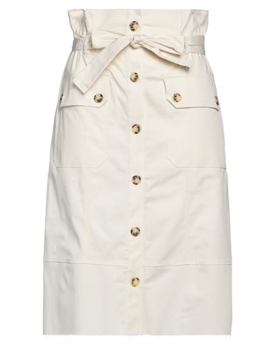 Vicolo Woman Midi Skirt Ivory Size M Cotton, Elastane In White