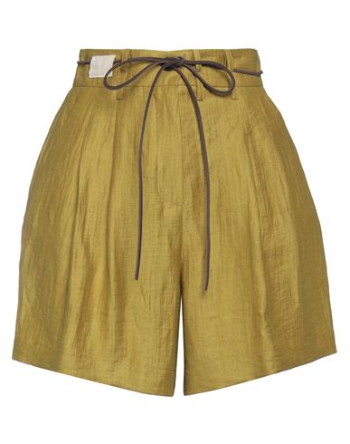 Alysi Woman Shorts & Bermuda Shorts Military Green Size 0 Linen, Polyamide