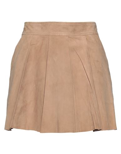 Rossopuro Woman Mini Skirt Beige Size 8 Soft Leather