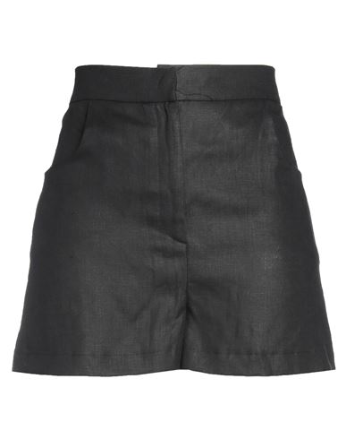 Actualee Woman Shorts & Bermuda Shorts Black Size 8 Linen