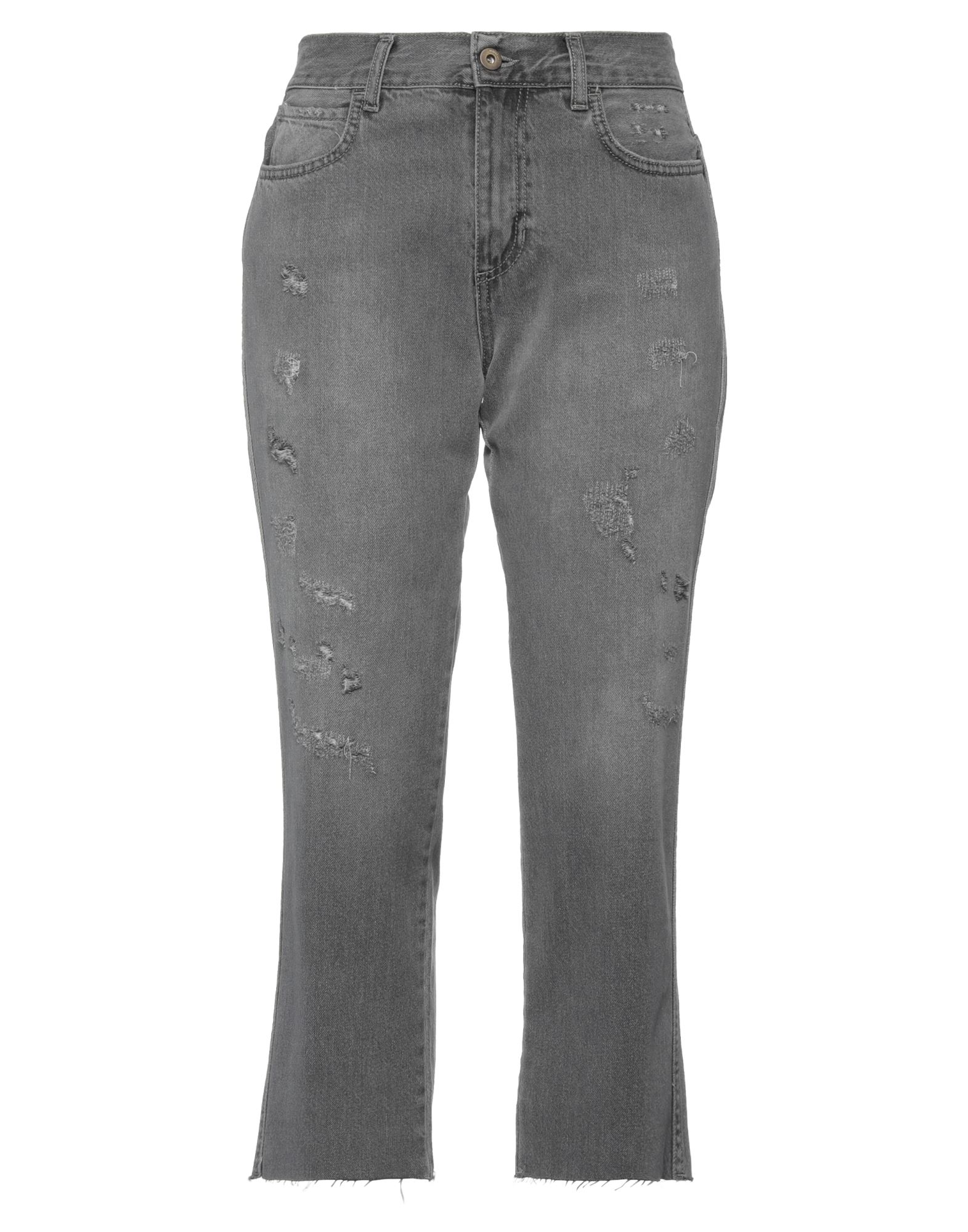 Merci Distressed Cropped Jeans In Grey