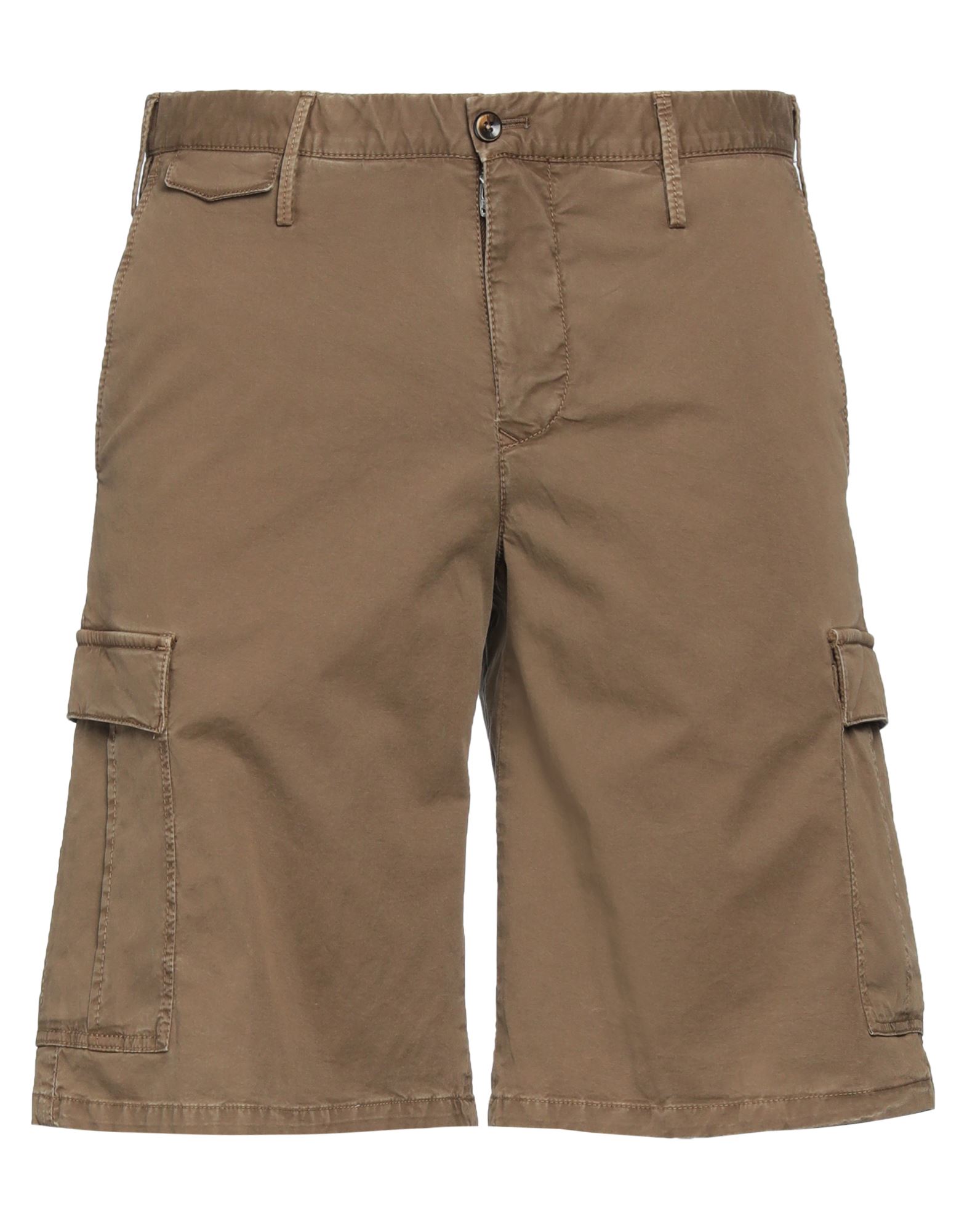 Pt Torino Man Shorts & Bermuda Shorts Brown Size 34 Cotton, Elastane