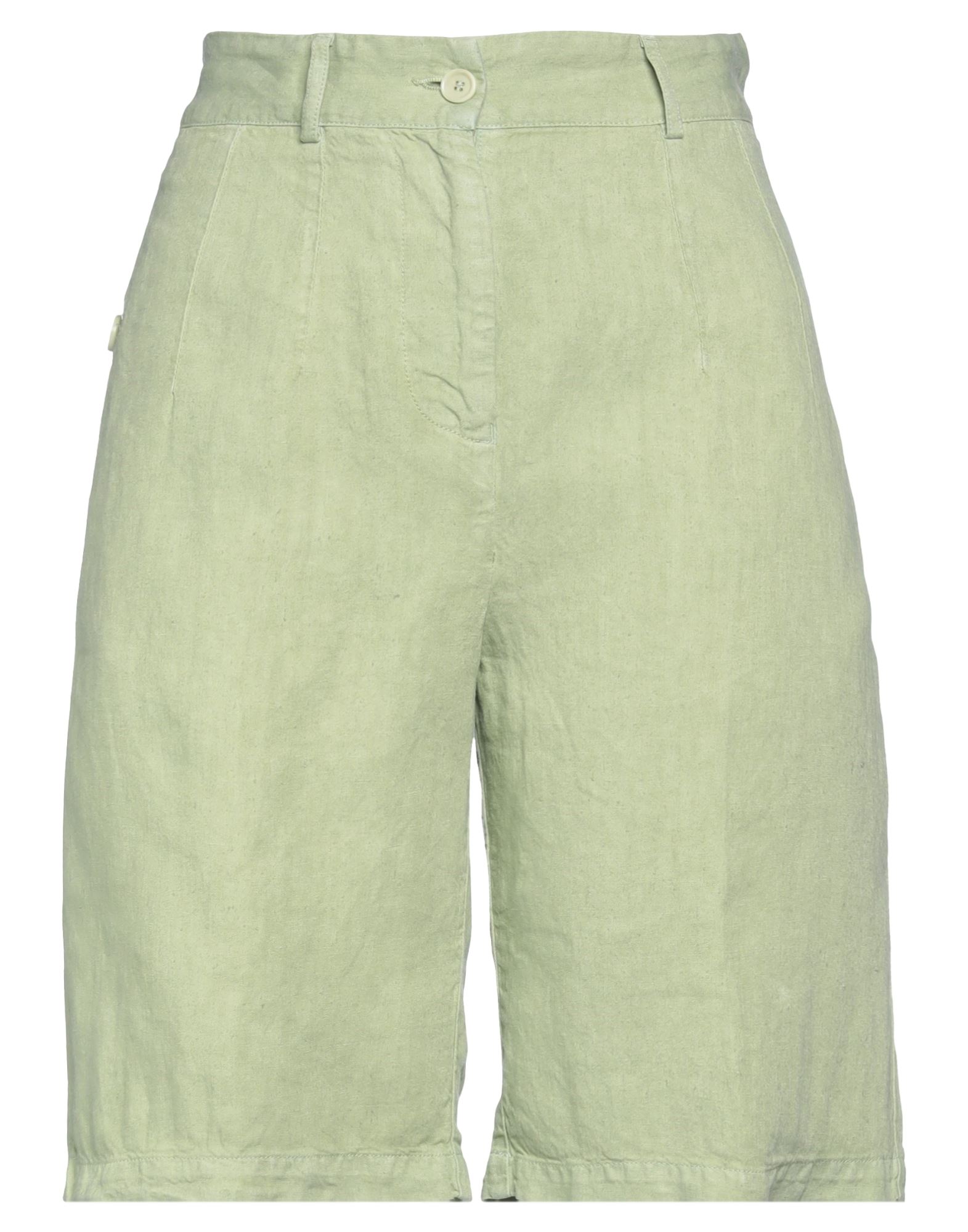 Aspesi Woman Shorts & Bermuda Shorts Light Green Size 0 Linen