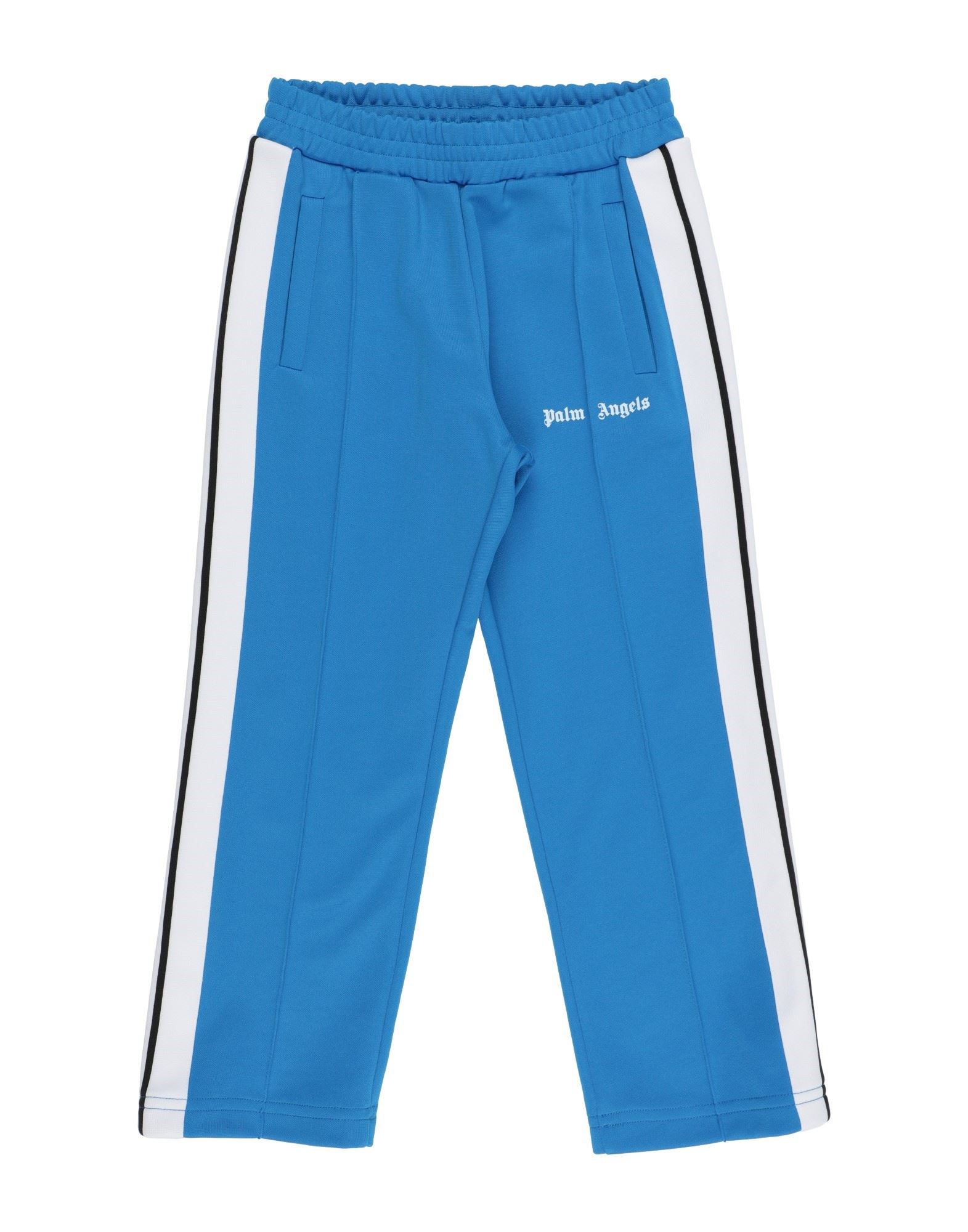 Palm Angels Kids Light Blue And White Joggers With Logo In Azure