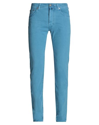 Jacob Cohёn Man Pants Light Blue Size 32 Cotton, Linen, Elastane In Blue