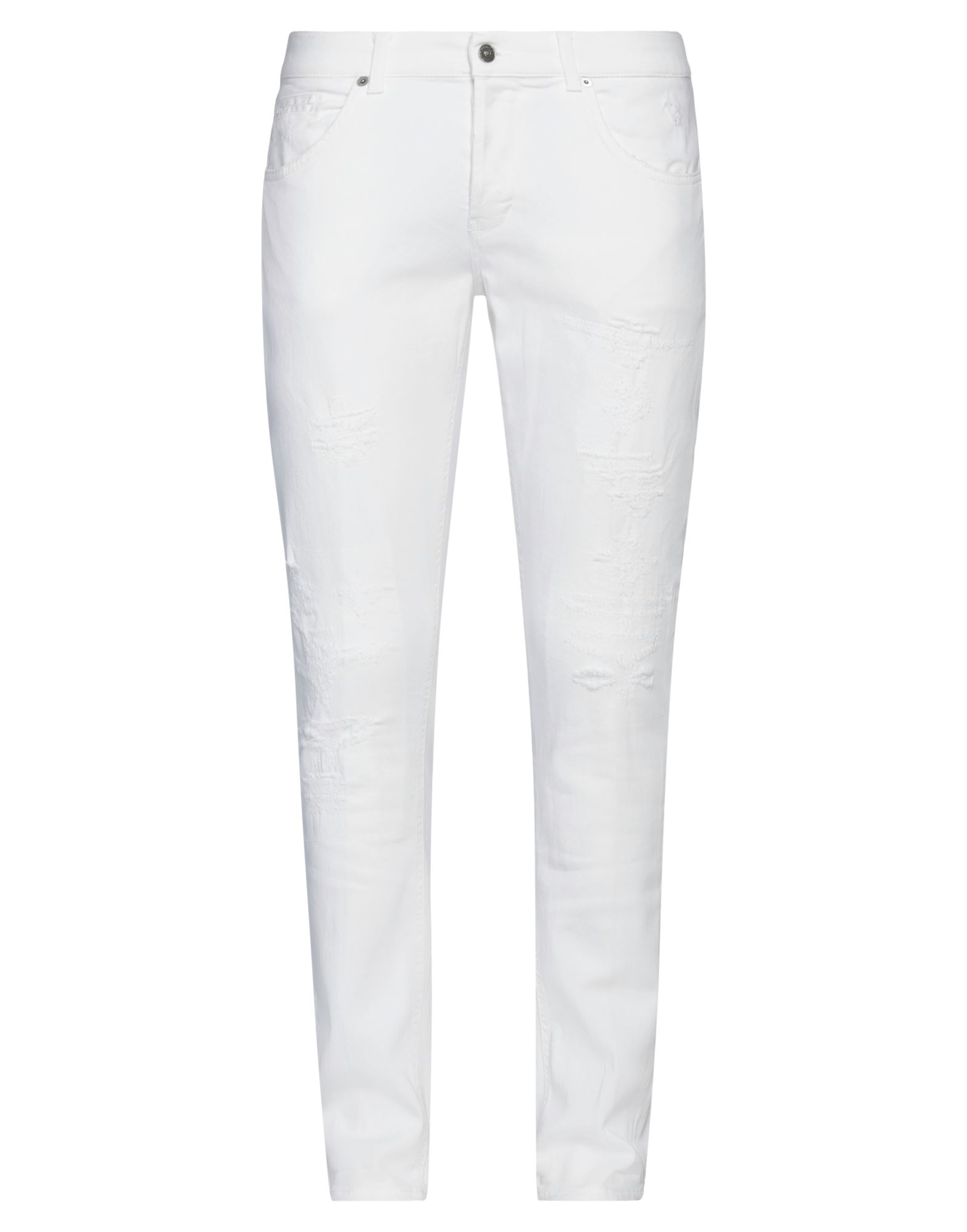Dondup Man Pants White Size 29 Cotton, Elastomultiester, Elastane