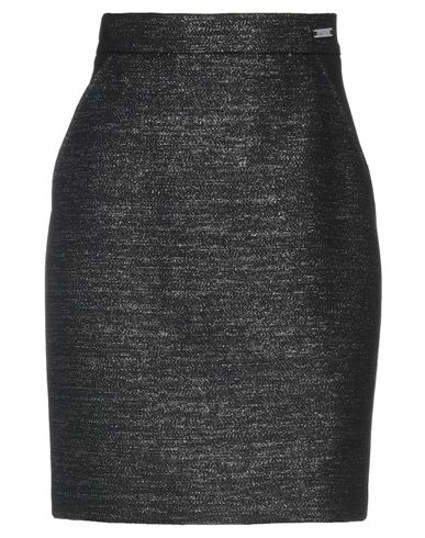 Claus Tyler Woman Mini Skirt Black Size 10 Virgin Wool, Metallic Fiber In Black