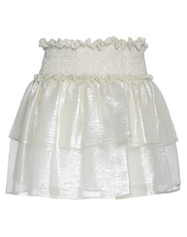 Wandering Woman Mini Skirt Ivory Size 4 Silk, Metallic Polyester In White