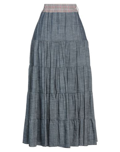 Dimora Woman Maxi Skirt Blue Size 6 Cotton, Linen