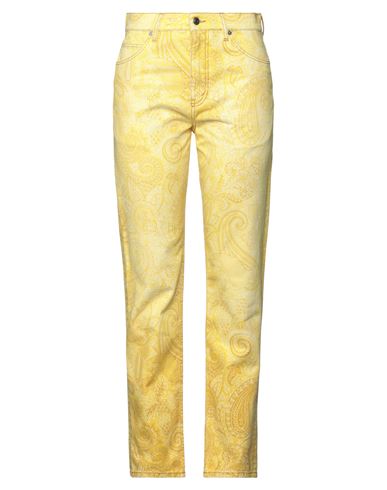 Etro Woman Denim Pants Light Yellow Size 28 Cotton