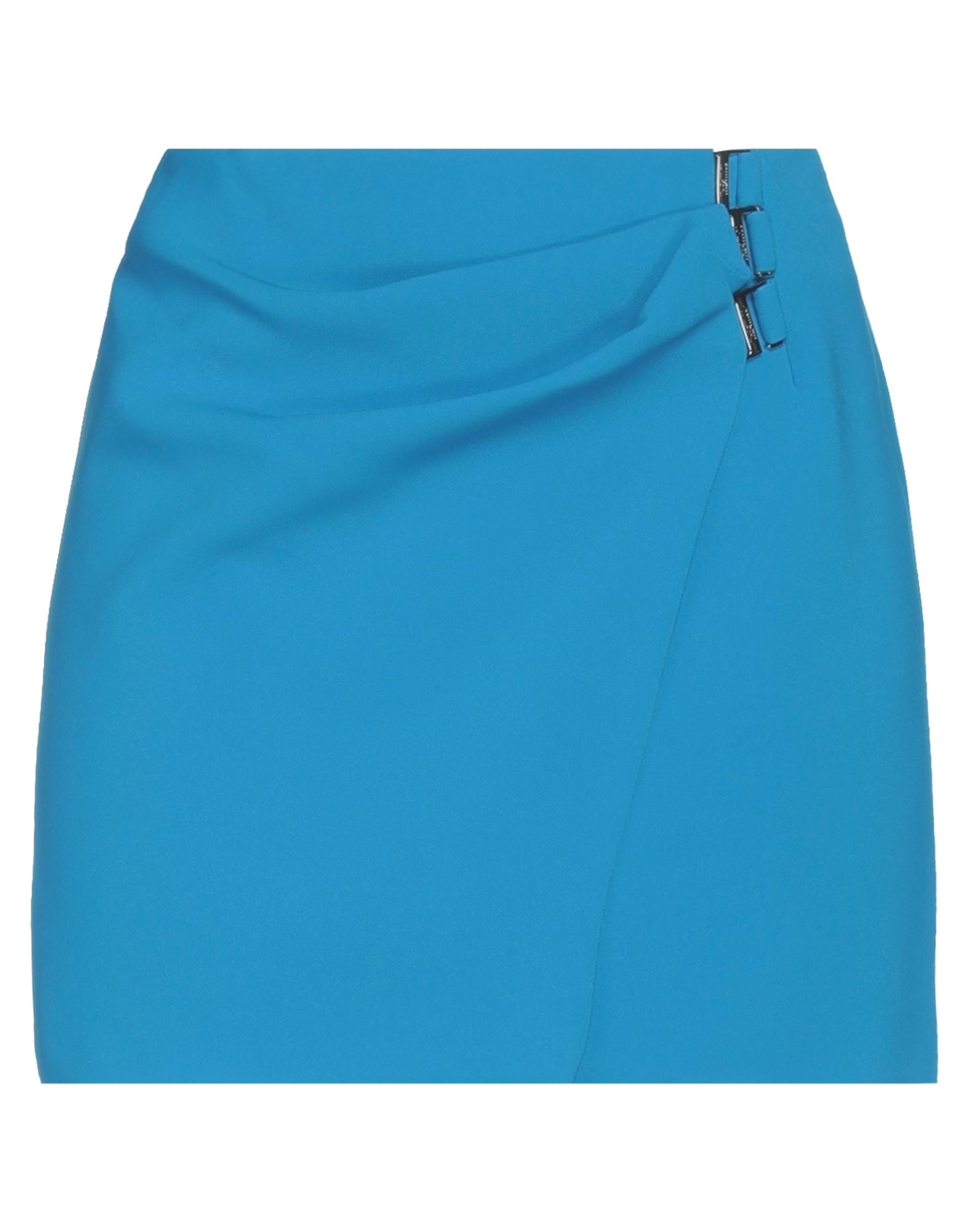 Shop Attico The  Woman Mini Skirt Azure Size 6 Polyester, Polyurethane, Cotton In Blue
