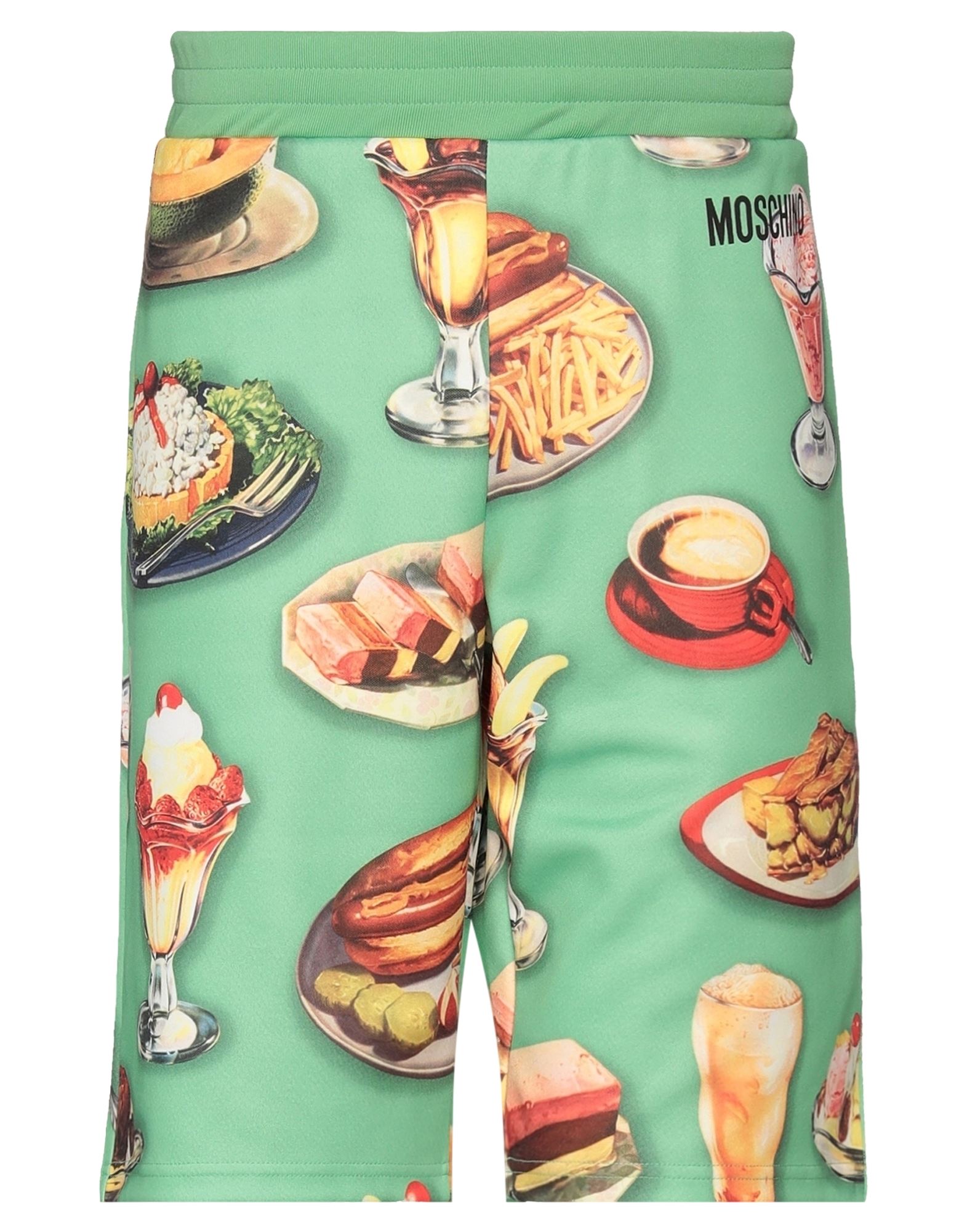 Shop Moschino Man Shorts & Bermuda Shorts Green Size 32 Polyester, Cotton, Elastane