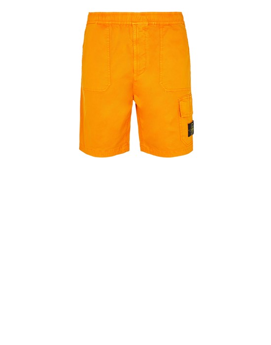  STONE ISLAND L0904 'OLD' TREATMENT  Bermuda shorts Man Orange