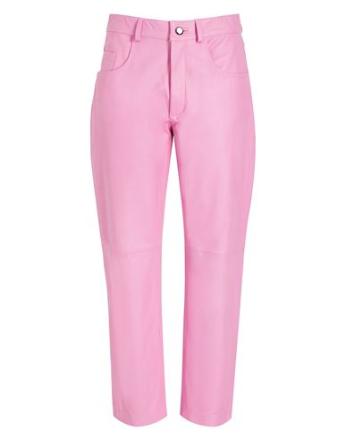 8 By Yoox Leather Straight Leg Pants Woman Pants Pink Size Xs Lambskin