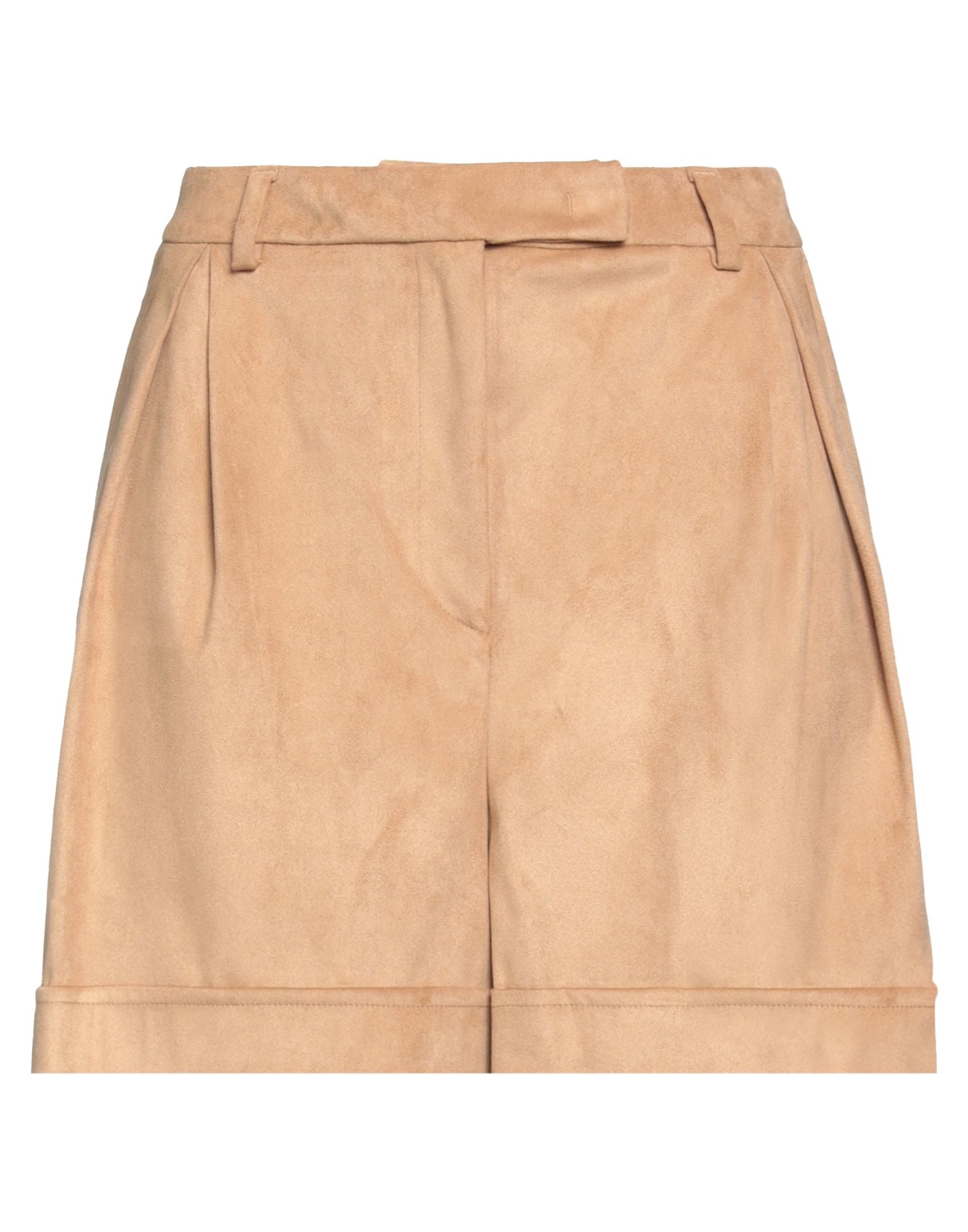 Manila Grace Woman Shorts & Bermuda Shorts Camel Size 8 Polyester, Elastane In Beige