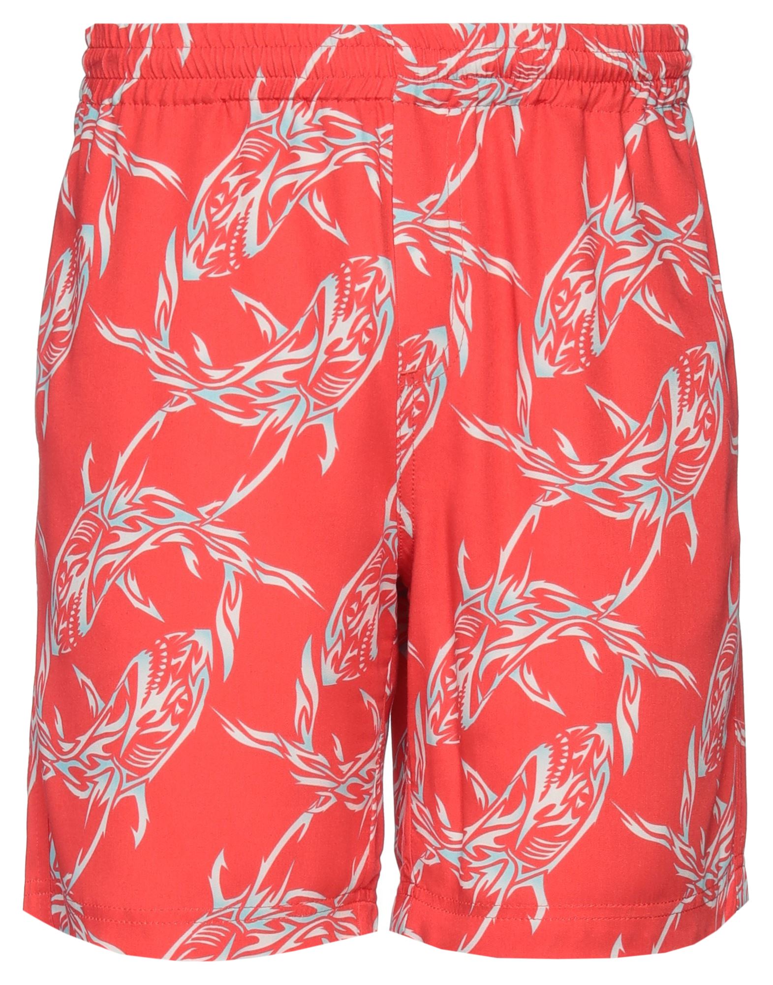 Msgm Man Shorts & Bermuda Shorts Coral Size 34 Viscose In Red
