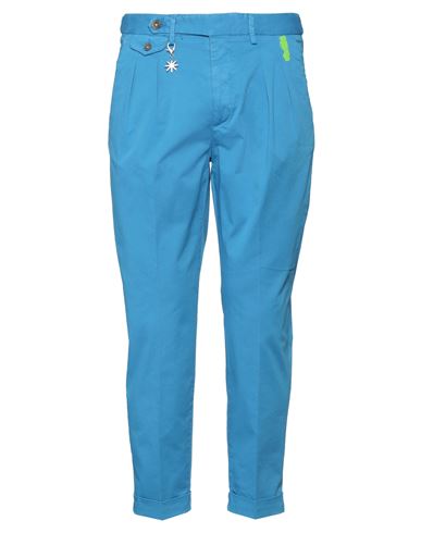 Manuel Ritz Man Pants Azure Size 28 Cotton, Elastane In Blue