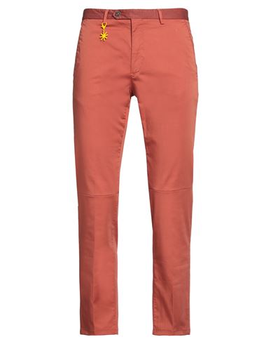 Manuel Ritz Man Pants Rust Size 32 Cotton, Elastane In Red