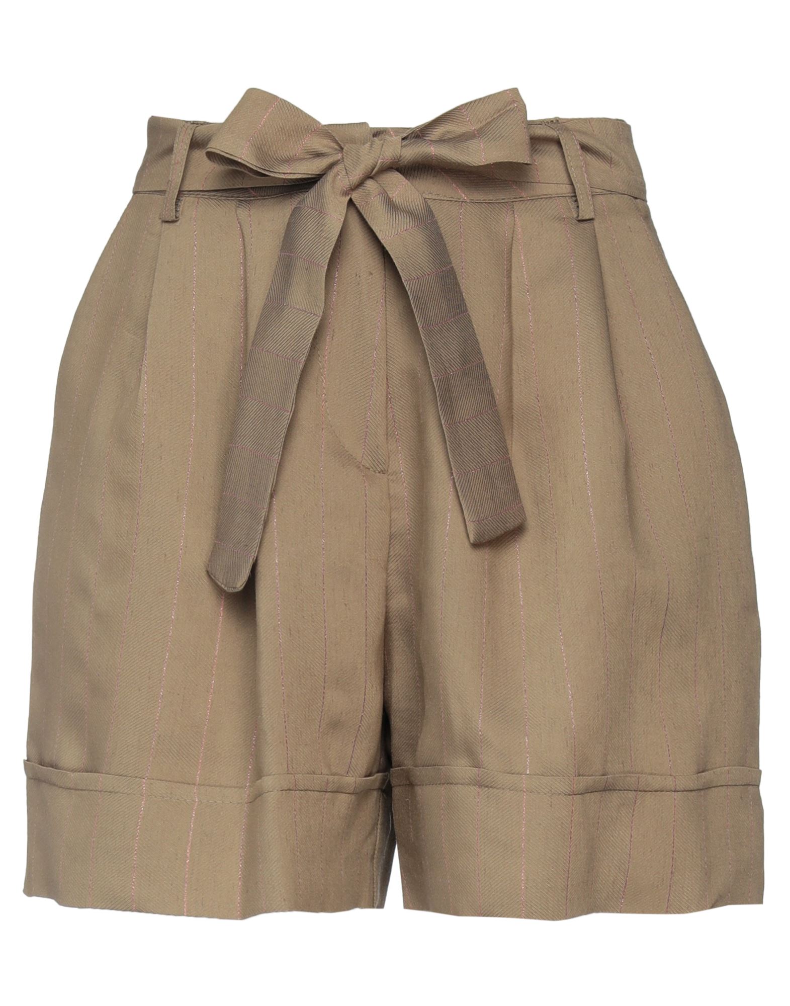 Atos Lombardini Woman Shorts & Bermuda Shorts Khaki Size 12 Modal, Linen, Polyester, Metal In Beige