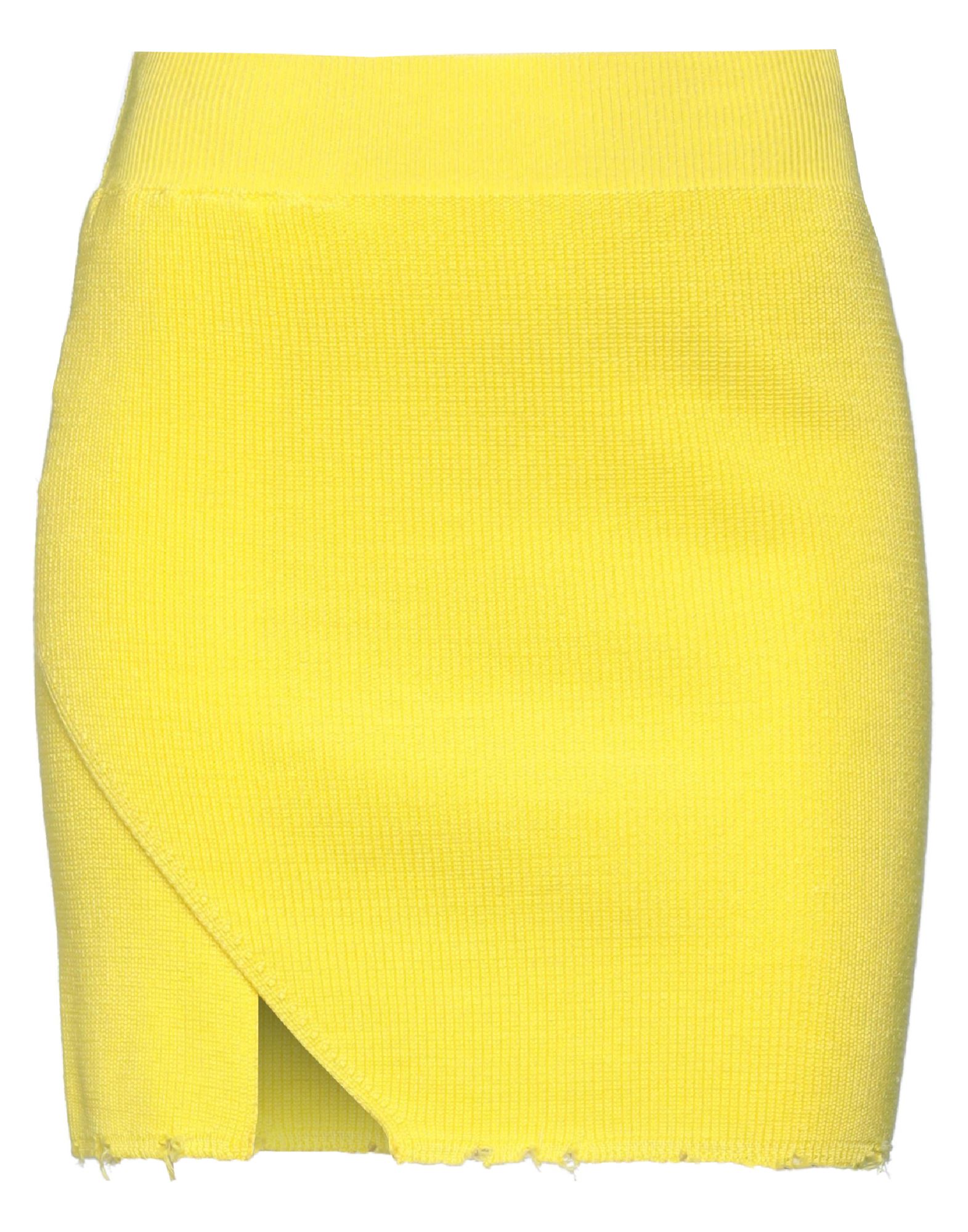 Shop Laneus Woman Mini Skirt Yellow Size 6 Cotton, Polyamide