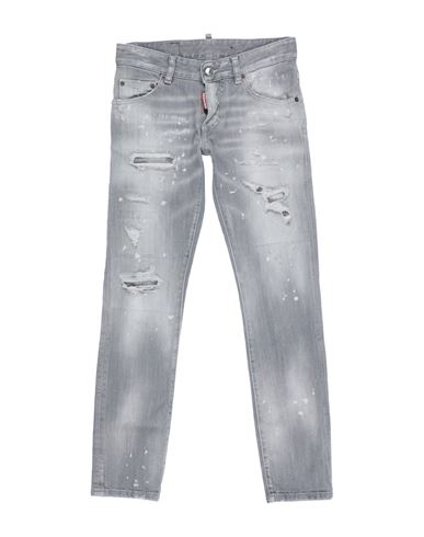 Dsquared2 Babies'  Toddler Jeans Light Grey Size 4 Cotton, Elastane, Bovine Leather