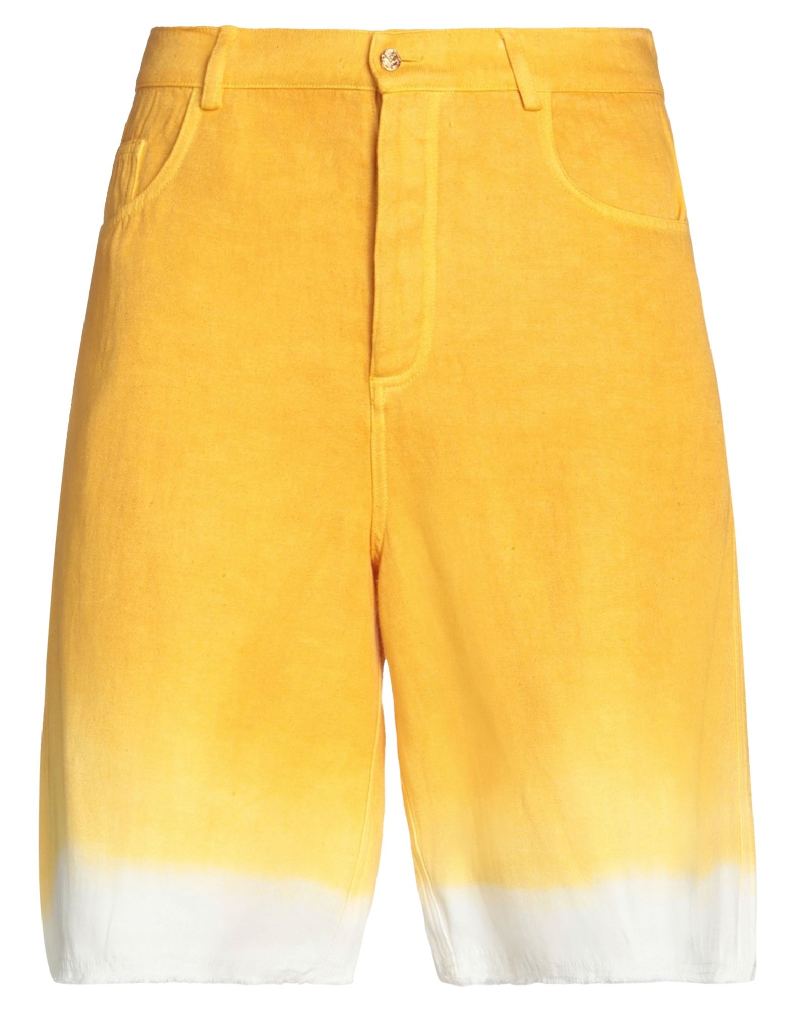 Federico Curradi X Nick Fouquet Man Shorts & Bermuda Shorts Yellow Size 32 Linen