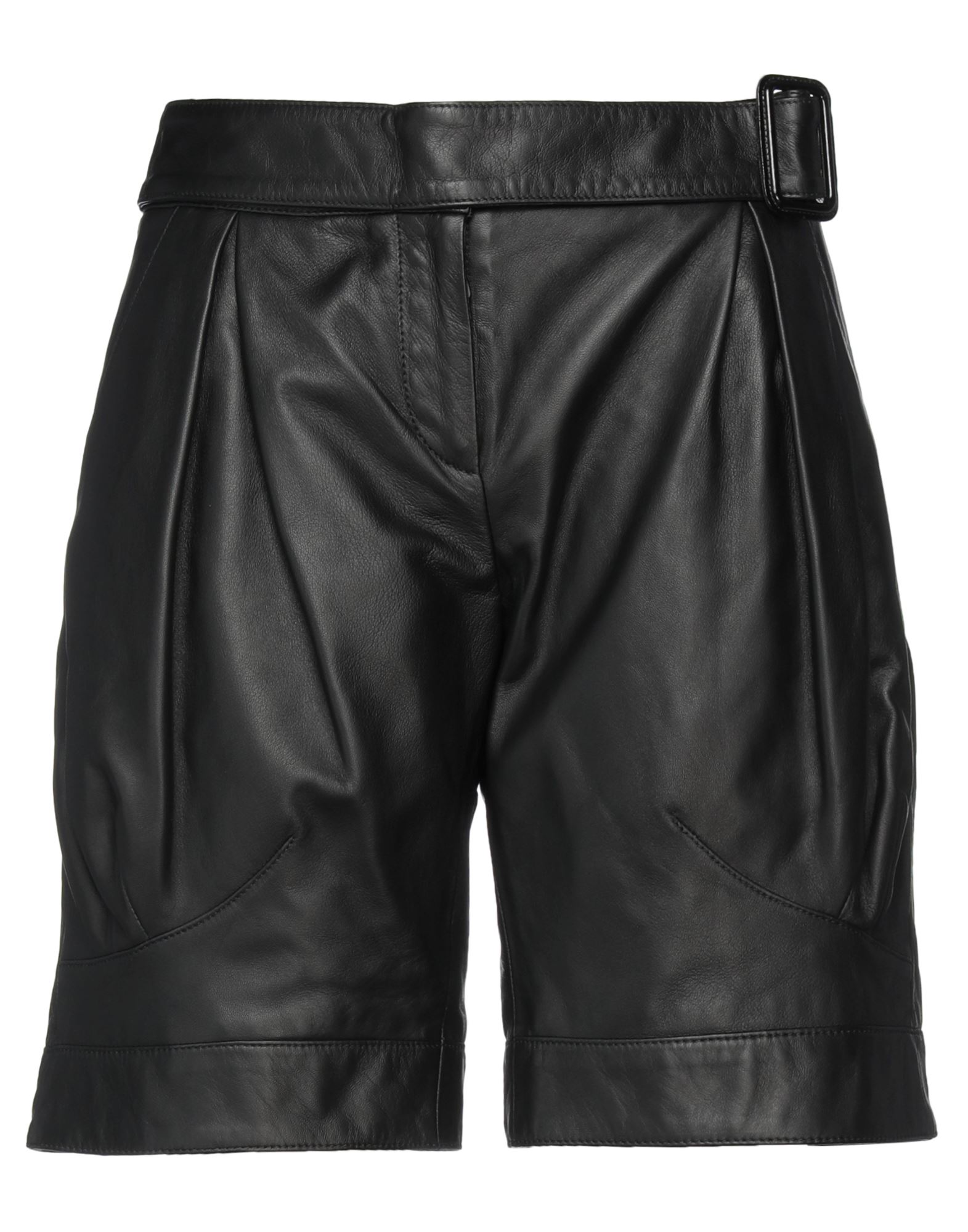 《セール開催中》TRUSSARDI レディース ショートパンツ＆バミューダ ブラック 40 羊革（ラムスキン） 100%