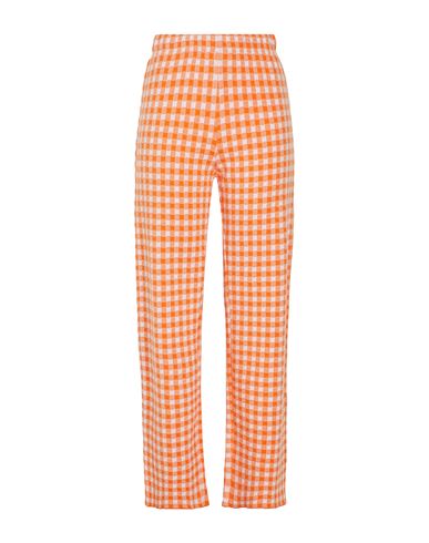 8 By Yoox Cotton-blend Vichy Knit Pants Woman Pants Orange Size Xs Organic Cotton