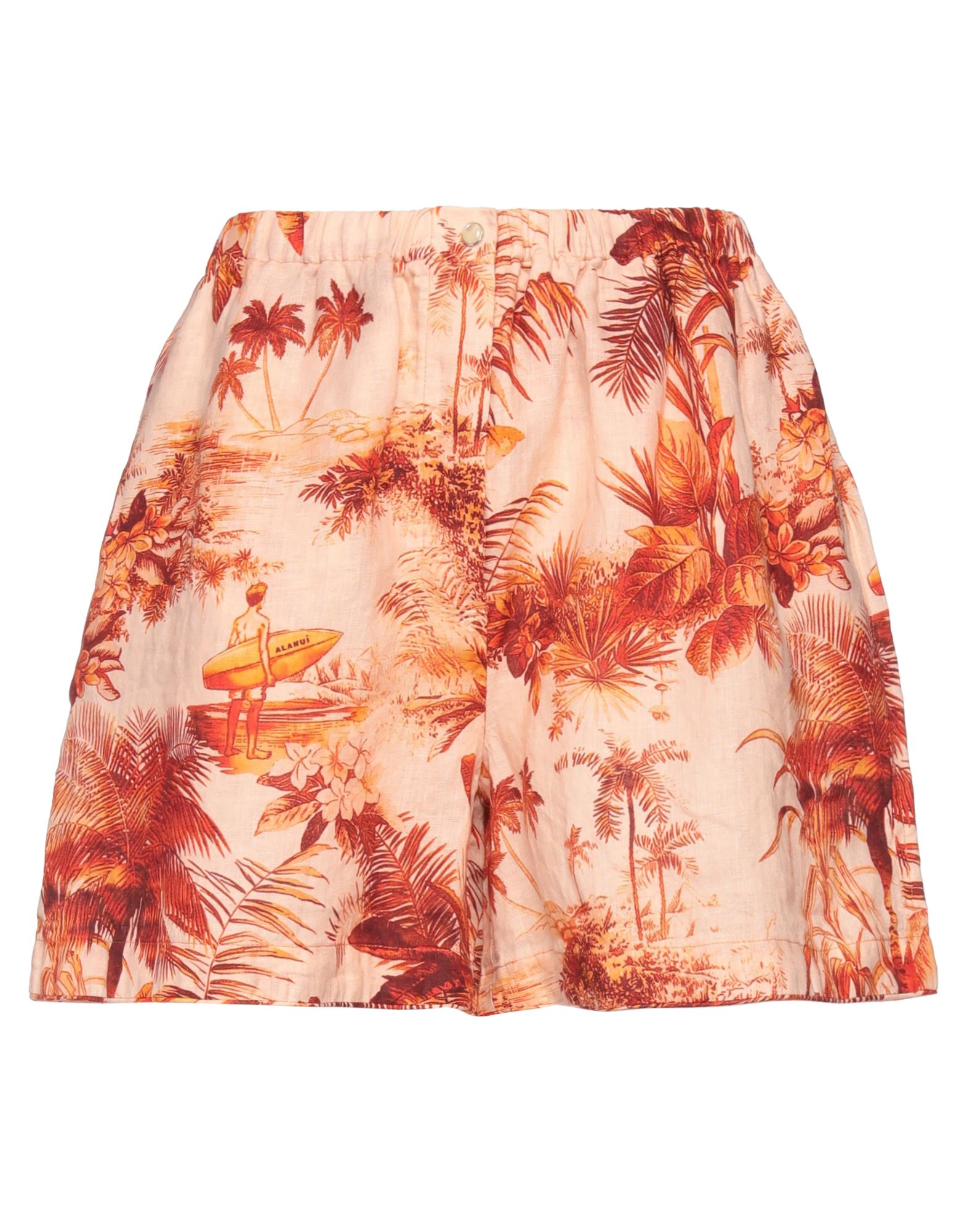 Shop Alanui Woman Shorts & Bermuda Shorts Orange Size M Linen