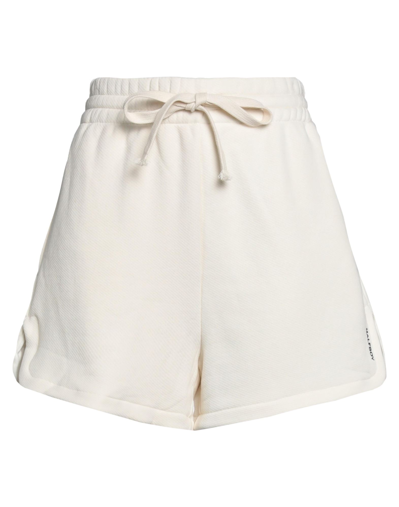 Halfboy Woman Shorts & Bermuda Shorts Cream Size L Cotton, Polyamide, Cashmere In White