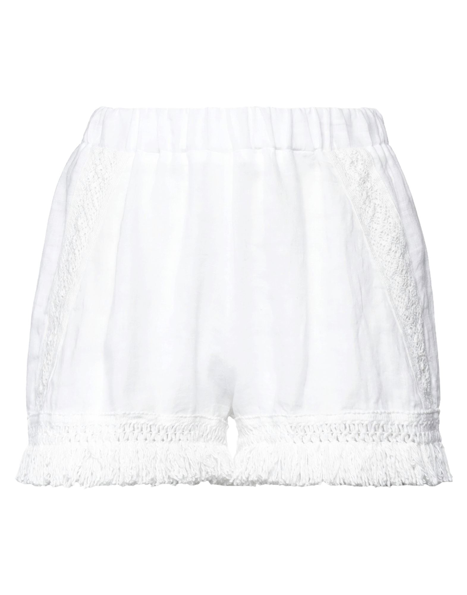 Pink Memories Woman Shorts & Bermuda Shorts White Size 6 Linen
