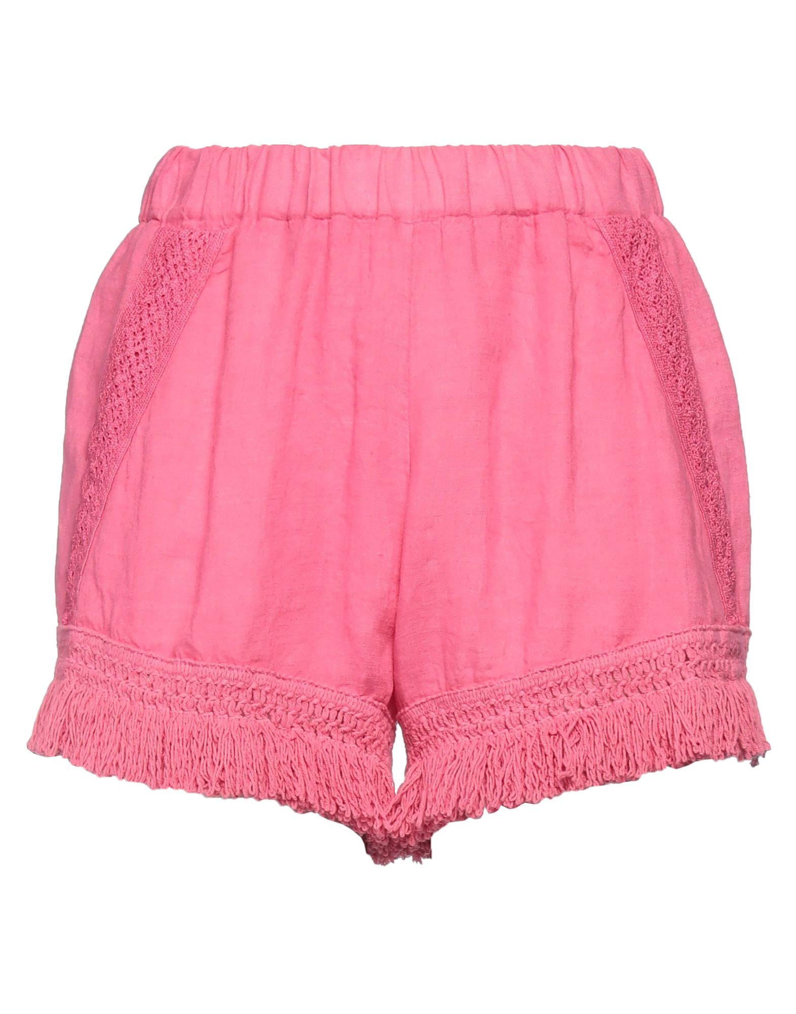 Pink Memories Woman Shorts & Bermuda Shorts Fuchsia Size 4 Linen