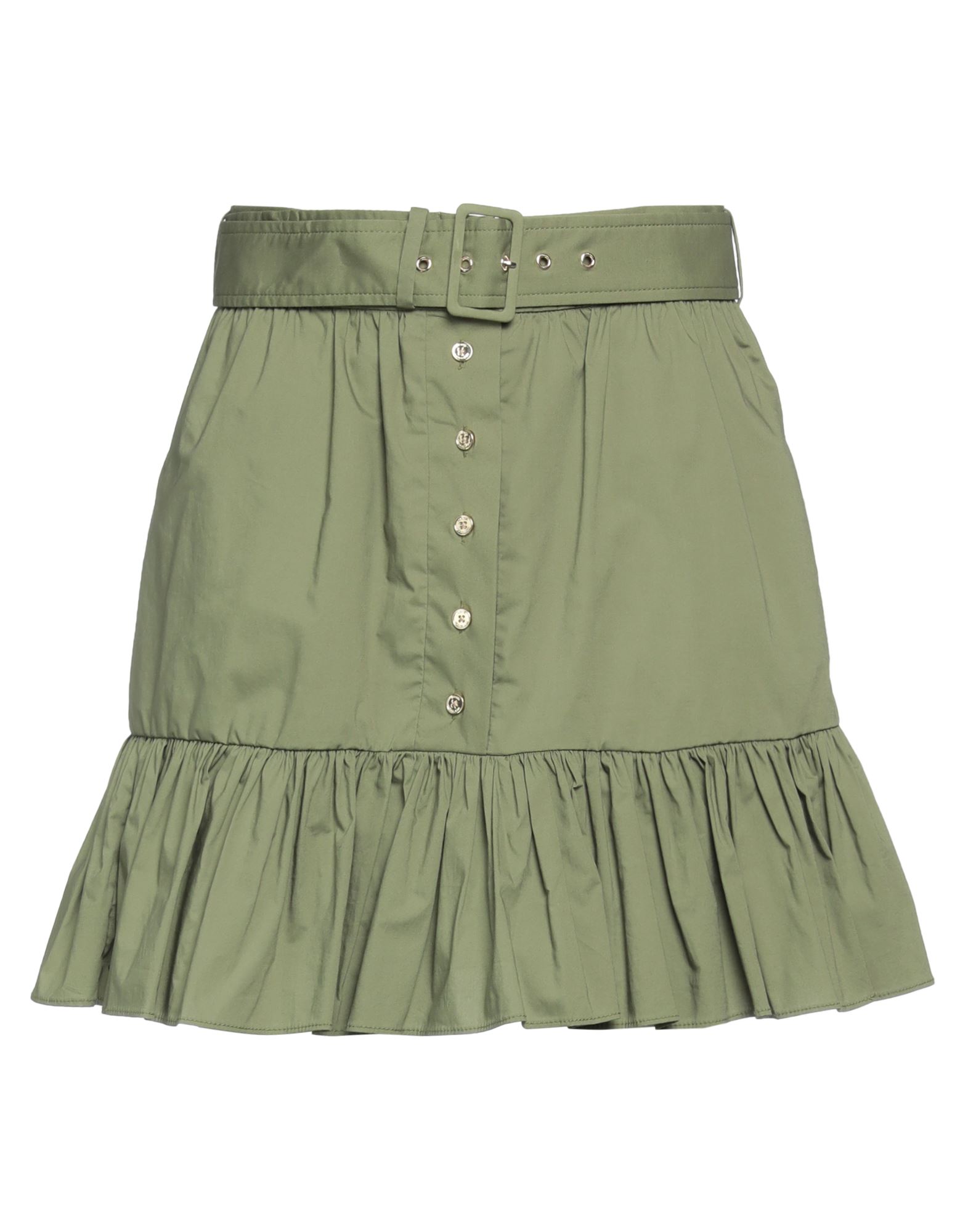 Michael Michael Kors Belted Ruffle-trim Mini Skirt In Green