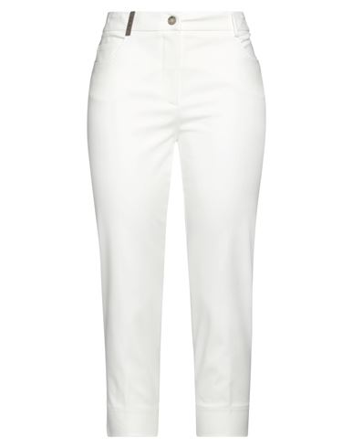 Peserico Woman Pants Off White Size 6 Cotton, Viscose, Elastane In Off White