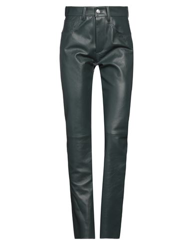 Mm6 Maison Margiela Woman Pants Dark Green Size 6 Bovine Leather